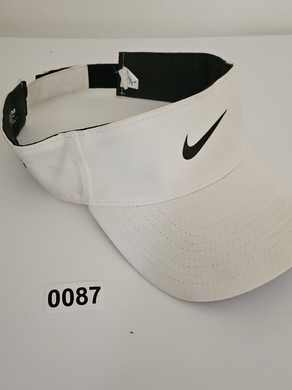 Nike White Visor with Black Swoosh